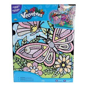 Velveteez Butterfly Activity Kit 2 Posters Cat Kids Adult Velvet Painting Craft